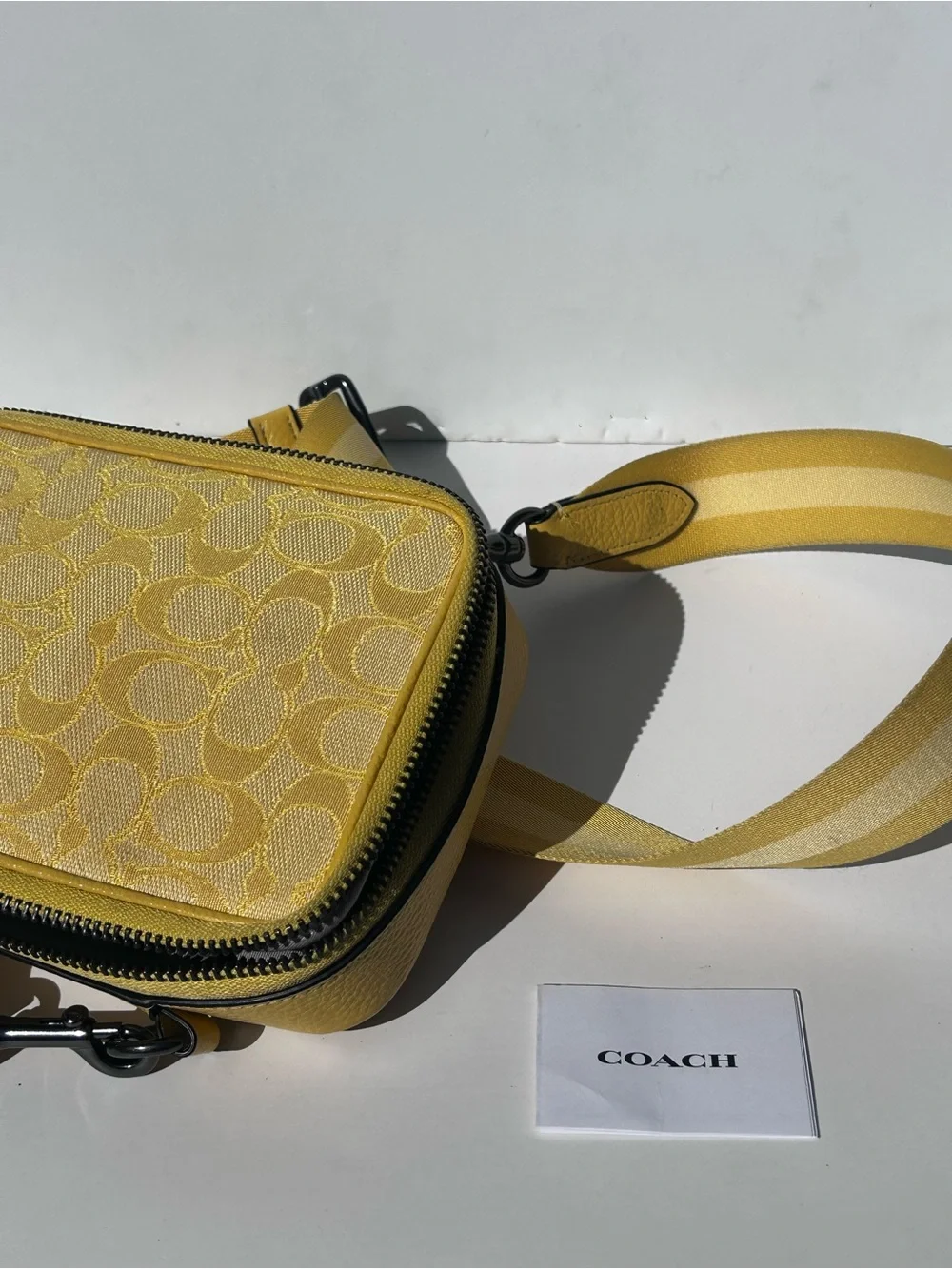 Coach Stanton Crossbody Bag Signature Jacquard Retro Yellow C8237 Travel Unisex